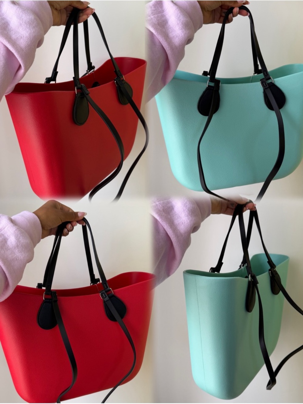 Minimalist Rubber Tote Bag (Red or Mint)
